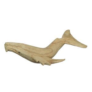 8" Hand Carved Humpback Whale Wooden Sculpture – Nautical Ocean Decor Figurine